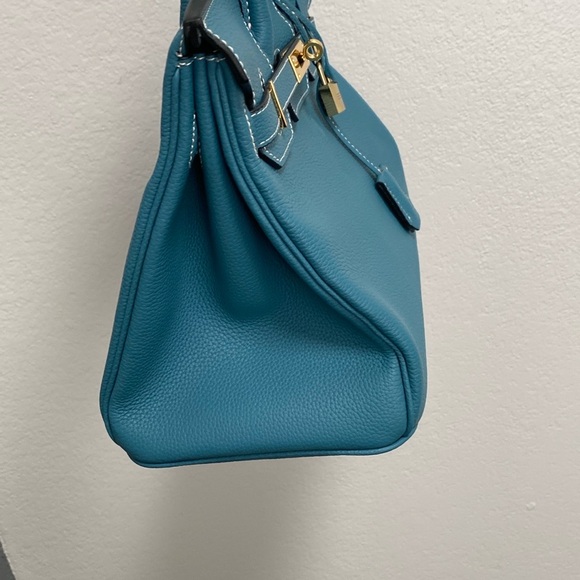 30cm blue Jean Togo genuine leather top handle Handbag bk30 b k 30 - Picture 2 of 7